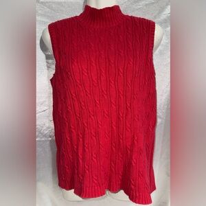 EUC Red Mock Turtleneck Sleeveless Sweater Top by Villager Sport, Sz Med